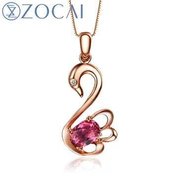 ZOCAI Swan Shape Genuine 0.35 CT Tourmaline Pendant with Diamond in 18K Rose / White Gold (Au750) + 925 Silver Chain D02572 
ZOCAI Swan Shape Genuine 0.35 CT Tourmaline Pendant with Diamond in 18K Rose / White Gold (Au750) + 925 Silver Chain D02572