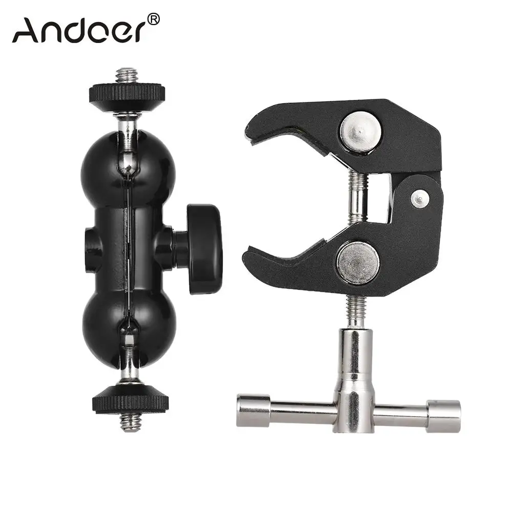 Dual Ballhead Arm Super Clamp Mount Multi-functional Double Ball Adapter for DSLR Camera Monitor LED Video Light External Mic
Dual Ballhead Arm Super Clamp Mount Multi-functional Double Ball Adapter for DSLR Camera Monitor LED Video Light External Mic