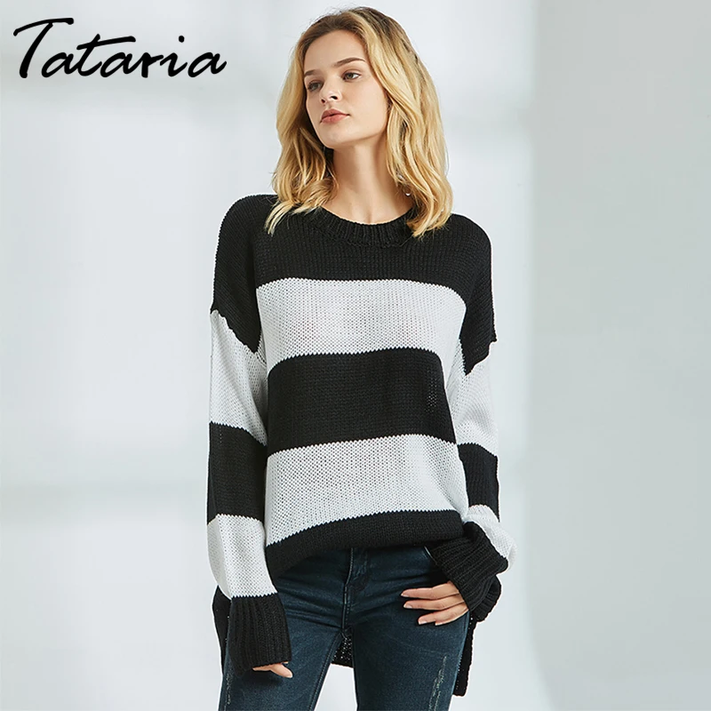 Tataria Long Sleeve Knitted Sweaters for Women Striped Sweater Women O-neck Loose Casual Knitwear Women Sweater Female Knitted
Tataria Long Sleeve Knitted Sweaters for Women Striped Sweater Women O-neck Loose Casual Knitwear Women Sweater Female Knitted
