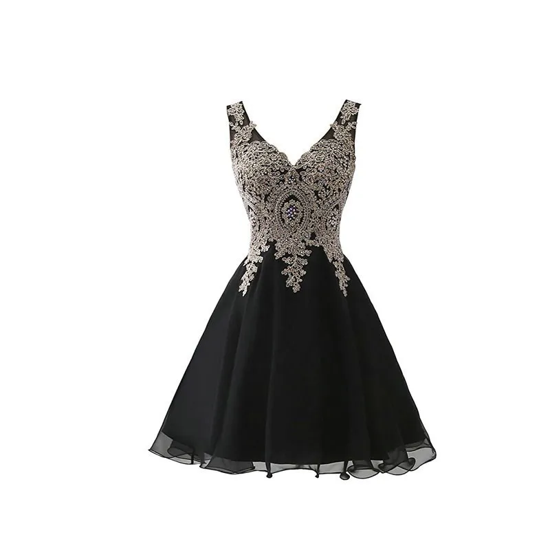 2019 Black Tulle Sleeveless Short Prom Dress Elegant Applique A-line Prom Gown Gala Vestido de festa
2019 Black Tulle Sleeveless Short Prom Dress Elegant Applique A-line Prom Gown Gala Vestido de festa