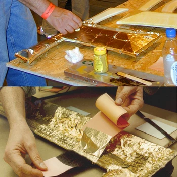 100 Sheets 24 Karat Genuine Transfer Gold Leaf Sheet For DIY Art Crafts, Gliding Crafting, Decoration, 1.57 x 1.57inch
100 Sheets 24 Karat Genuine Transfer Gold Leaf Sheet For DIY Art Crafts, Gliding Crafting, Decoration, 1.57 x 1.57inch
