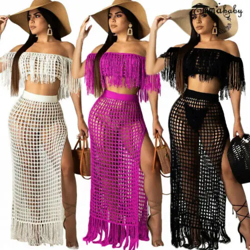 Women Fashion Long Sleeve Boat Neck Tassel Hollow Out Side Slit Beach Dress 2pcs Tassel Hollow Out Side Slit Beachwear 2pcs
Women Fashion Long Sleeve Boat Neck Tassel Hollow Out Side Slit Beach Dress 2pcs Tassel Hollow Out Side Slit Beachwear 2pcs