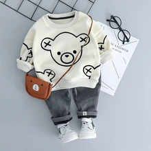 Conjunto de Roupas meninos Grossas de Inverno Novo Estilo Fahion 0-3 Anos O Pescoço Completo Manga Crianças Conjuntos de Algodão Do Bebê Meninos roupas(China)