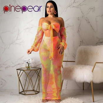 PinePear Gradient Fishnet See Through Off Shoulder Bandage Crop Top Skirt Set Women Two Piece Outfits Beach Dress Drop Shipping
PinePear Gradient Fishnet See Through Off Shoulder Bandage Crop Top Skirt Set Women Two Piece Outfits Beach Dress Drop Shipping