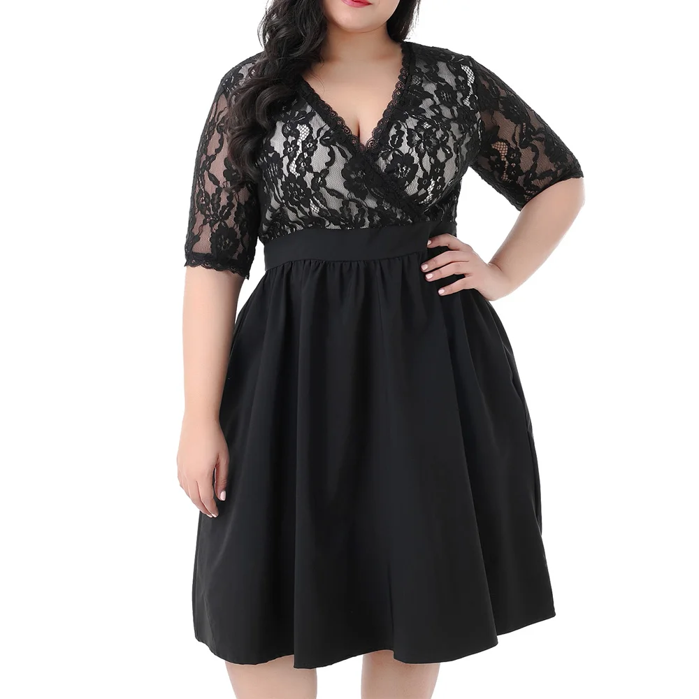 Wipalo Women Vintage Dress Summer Half Sleeve Lace Stitching Party Dress Sexy V-Neck Plus Size Dresses Loose Vestidos 3XL-9XL
Wipalo Women Vintage Dress Summer Half Sleeve Lace Stitching Party Dress Sexy V-Neck Plus Size Dresses Loose Vestidos 3XL-9XL