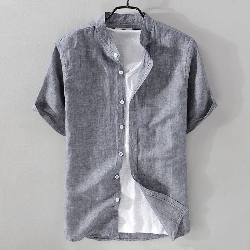 2018 New Italy style Suehaiwe's brand short-sleeved linen shirt men solid stand collar men shirts cotton comfortable shirt male
2018 New Italy style Suehaiwe's brand short-sleeved linen shirt men solid stand collar men shirts cotton comfortable shirt male