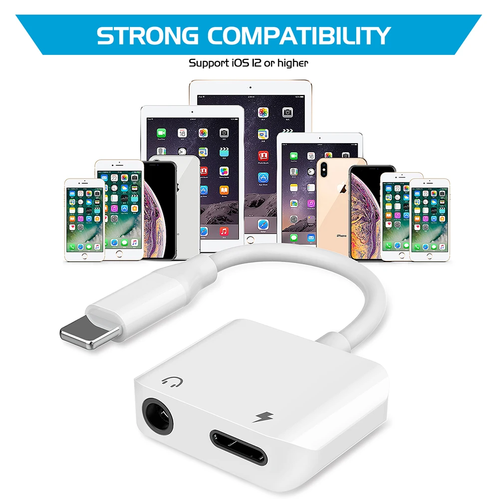 Adapter for Lightning to 3.5mm Jack Aux Audio Converter Splitter OTG Cable & Music iPhone X/8/8 Plus/7 Plus iOS 10.3 | Мобильные