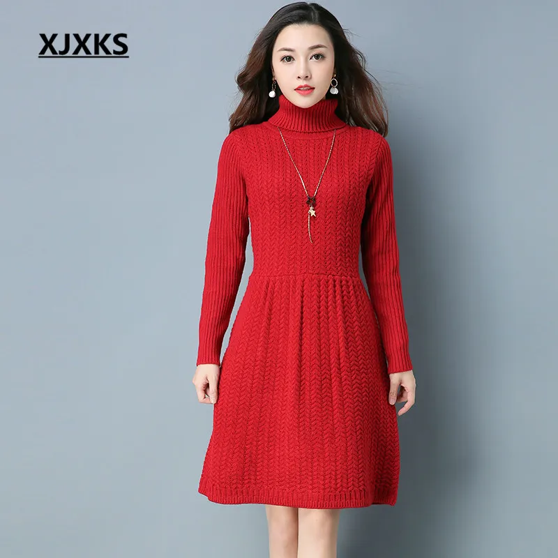 XJXKS Women Winter Warm Dress Turtleneck High Waist Knee-Length Solid Color Knitted Cashmere Wool Sweater Dresses 512
XJXKS Women Winter Warm Dress Turtleneck High Waist Knee-Length Solid Color Knitted Cashmere Wool Sweater Dresses 512