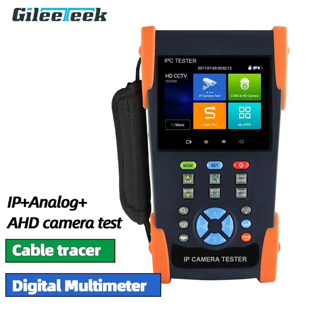 CCTV Tester IPC3500 Plus H.265 4K IP 8MP AHD Analog Camera tester monitor with Cable tracer , Digital multimeter
CCTV Tester IPC3500 Plus H.265 4K IP 8MP AHD Analog Camera tester monitor with Cable tracer , Digital multimeter
