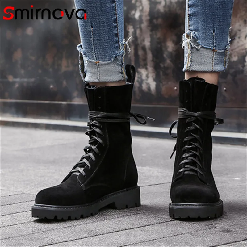 Smirnova HOT fashion 2018 autumn suede leather boots ladies casual low heel ankle boots woman cool lace up martin boots black
Smirnova HOT fashion 2018 autumn suede leather boots ladies casual low heel ankle boots woman cool lace up martin boots black
