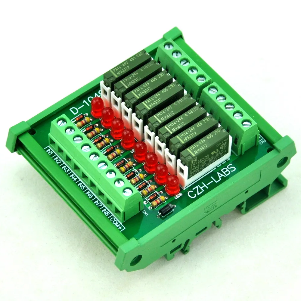 Slim DIN Rail Mount DC24V Sink/NPN 8 SPST-NO 5A Power Relay Module, APAN3124
Slim DIN Rail Mount DC24V Sink/NPN 8 SPST-NO 5A Power Relay Module, APAN3124