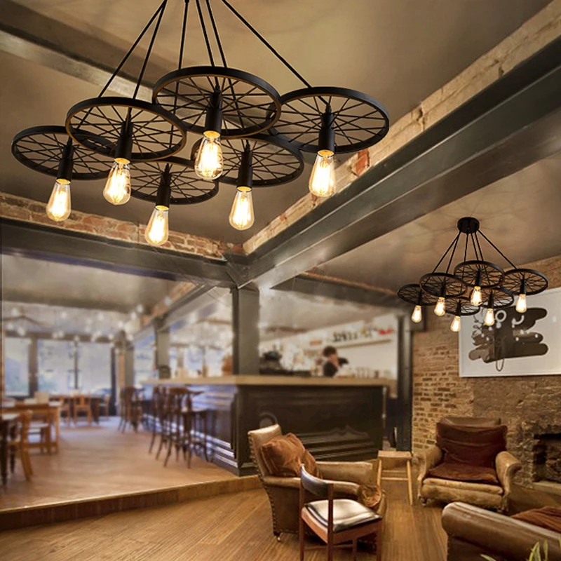 Iron Art Wheel Chandelier Single Head Nordic Creative Retro Style Chandelier For Bedroom Cafe Bar Decoration Lamp 
Iron Art Wheel Chandelier Single Head Nordic Creative Retro Style Chandelier For Bedroom Cafe Bar Decoration Lamp