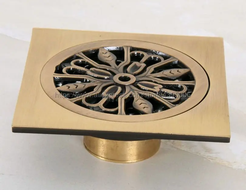 Antique Brass Art Carved Flower Floor Drain Bathroom Shower Square Drain Strainer Bathroom Accessories Bhr046
Antique Brass Art Carved Flower Floor Drain Bathroom Shower Square Drain Strainer Bathroom Accessories Bhr046