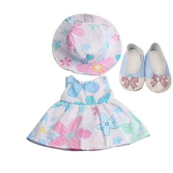 18 inch Girls doll dress Summer print dress + hat with shoes American newborn skirt Baby toys fit 43 cm baby dolls c216
18 inch Girls doll dress Summer print dress + hat with shoes American newborn skirt Baby toys fit 43 cm baby dolls c216
