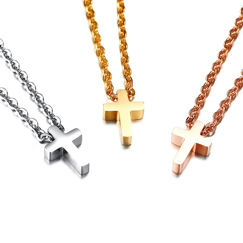 Simple Cross Pendant Necklace Silver Rose Gold Color Stainless Steel Small Pendant Saints Belief Catholics Men Women Jewelry
Simple Cross Pendant Necklace Silver Rose Gold Color Stainless Steel Small Pendant Saints Belief Catholics Men Women Jewelry