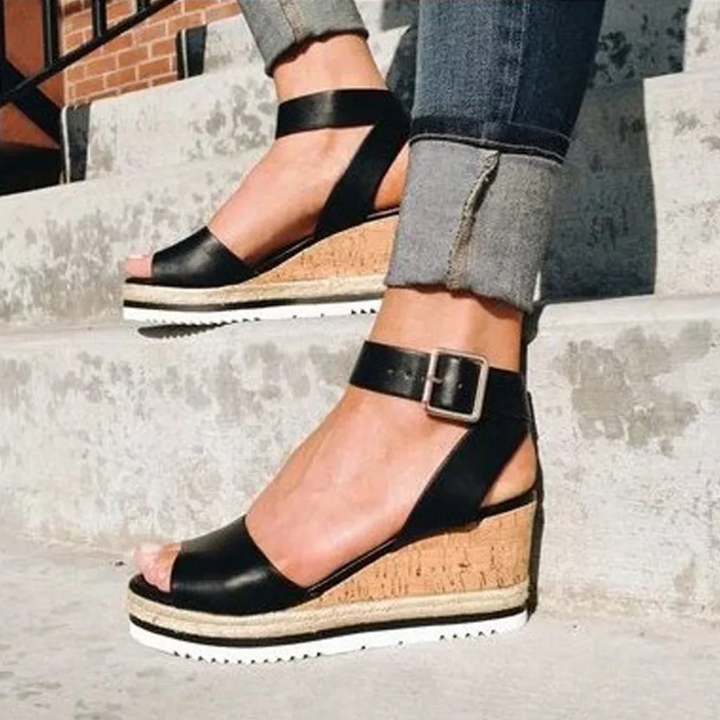 Wedges Durable Strappy Sandals Open Toe Fresh Retro Womens Fashion Open Toe Ankle Platform Wedges Shoes Ladies Roman Sandals
Wedges Durable Strappy Sandals Open Toe Fresh Retro Womens Fashion Open Toe Ankle Platform Wedges Shoes Ladies Roman Sandals