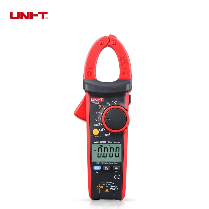 UNI-T UT216B True RMS Digital Clamp Meters Auto Range NCV V.F.C Diode LCD Backlight 6000 Display Count
UNI-T UT216B True RMS Digital Clamp Meters Auto Range NCV V.F.C Diode LCD Backlight 6000 Display Count