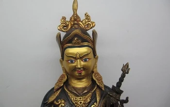 14Tibet Temple 100% Pure Bronze 24K Gold Gild Padmasambhava master Buddha Statue
14Tibet Temple 100% Pure Bronze 24K Gold Gild Padmasambhava master Buddha Statue
