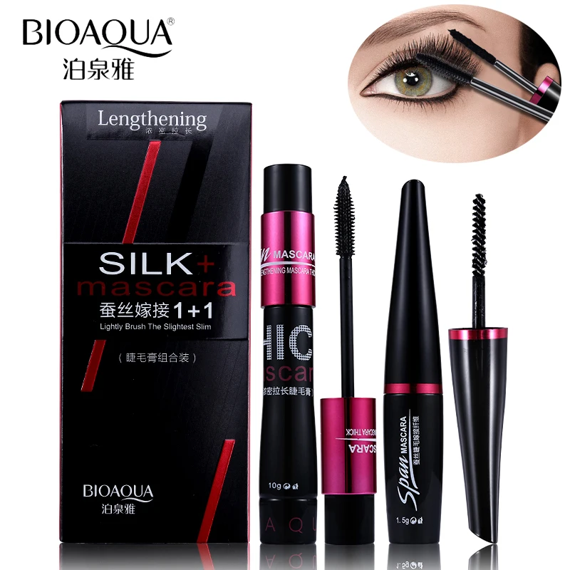 

BIOAQUA Brand Black Silk Fiber Mascara Makeup Set Eyelash Extension Lengthening Volume 4D Mascara Waterproof Cosmetics 2pcs/lot