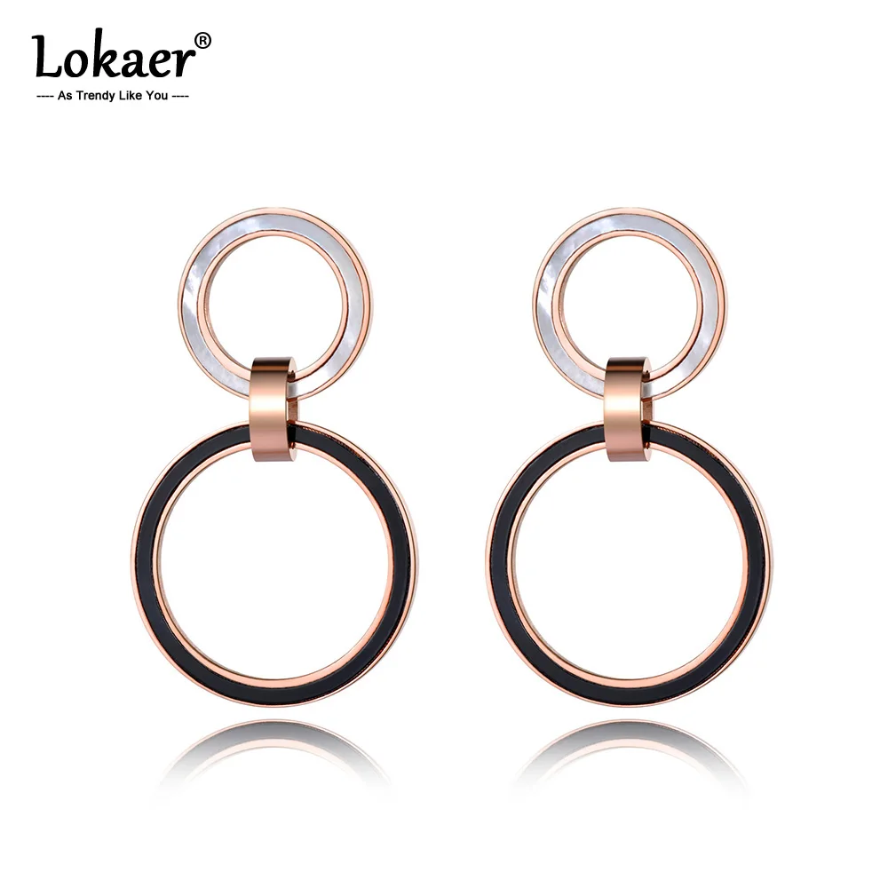 Lokaer White Shell & Black Acrylic Double Circle Stainless Steel Stud Earrings Rose Gold Handmade Ear Jewelry For Women E19011
Lokaer White Shell & Black Acrylic Double Circle Stainless Steel Stud Earrings Rose Gold Handmade Ear Jewelry For Women E19011