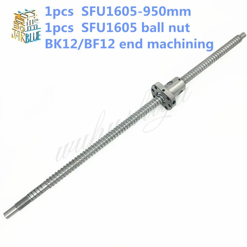 Free shipping SFU1605 950mm rolled ball screw C7 grade with 1605 flange single ball nut for BK/BF12 end machined CNC parts
Free shipping SFU1605 950mm rolled ball screw C7 grade with 1605 flange single ball nut for BK/BF12 end machined CNC parts