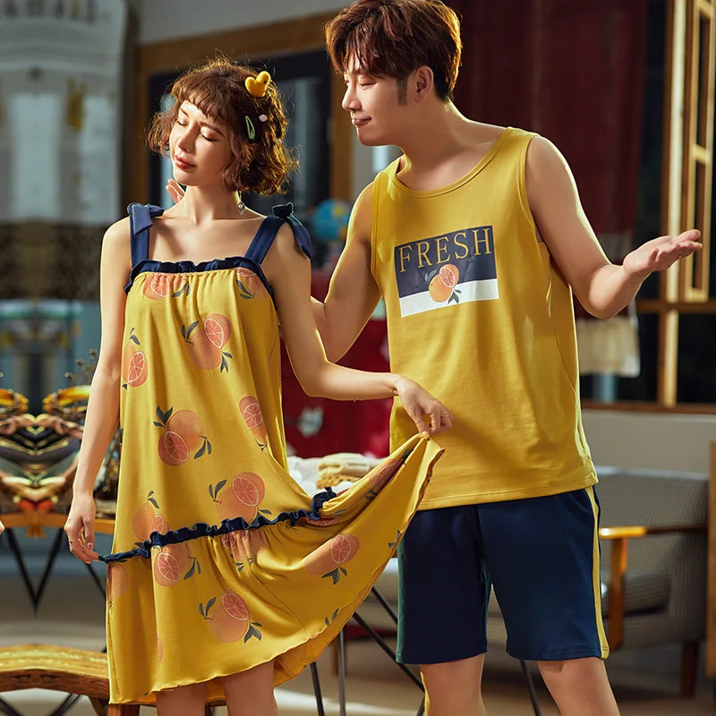 QWEEK Summer Sleeveless Cotton Couple Pajamas Korean Version Loose Night Dress Sleepwear Two Piece Nightgown Womens Sleepwear
QWEEK Summer Sleeveless Cotton Couple Pajamas Korean Version Loose Night Dress Sleepwear Two Piece Nightgown Womens Sleepwear