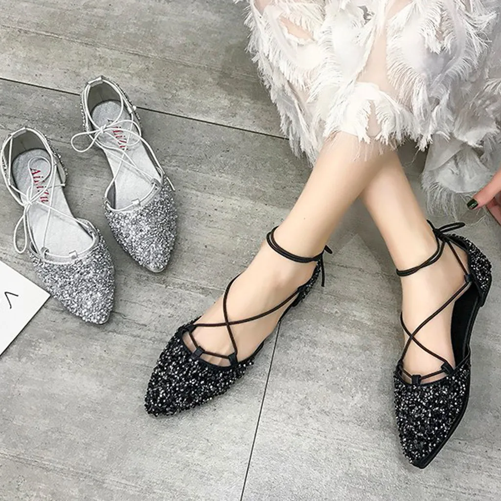 Fashion Women Sandals Single Shoes Pointed Shallow Mouth Work Shoes Lace-Up Flat Bling Dancing Shoes Summer Ladies Shoes T9#
Fashion Women Sandals Single Shoes Pointed Shallow Mouth Work Shoes Lace-Up Flat Bling Dancing Shoes Summer Ladies Shoes T9#