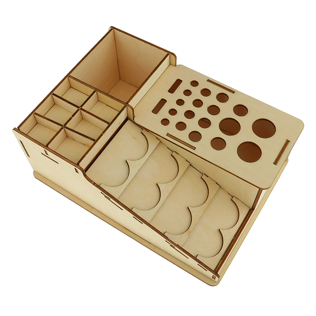 Wooden Paint Bottles Rack Model Organizer Epoxy Tools Storage Box Holder Case #2