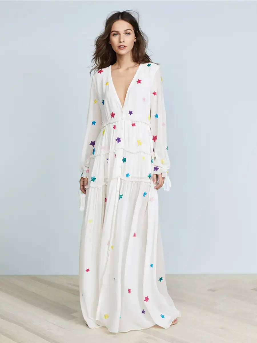 white long hippie dress