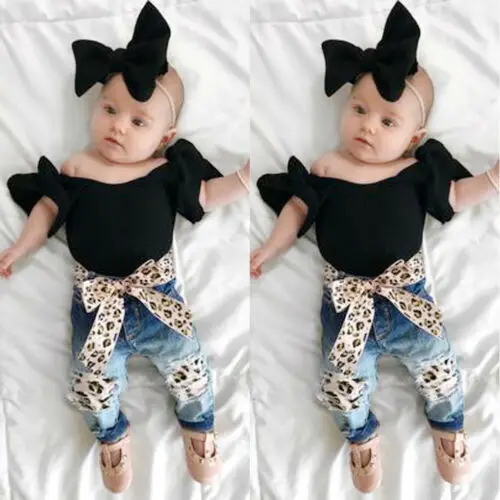 3PCS Kids Baby Girl Crop Tops T-Shirt+Leopard Ripped jeans Pants+Headband Toddler Baby Clothes Set Outfit 1-6T
3PCS Kids Baby Girl Crop Tops T-Shirt+Leopard Ripped jeans Pants+Headband Toddler Baby Clothes Set Outfit 1-6T