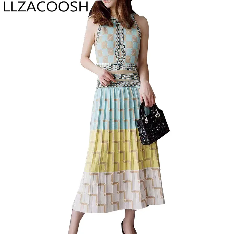 Women 2019 Summer Knitting Dress Sexy Halter Neck Sleeveless Bohemian Ladies Plaid Long Sweater Dress Vestido
Women 2019 Summer Knitting Dress Sexy Halter Neck Sleeveless Bohemian Ladies Plaid Long Sweater Dress Vestido