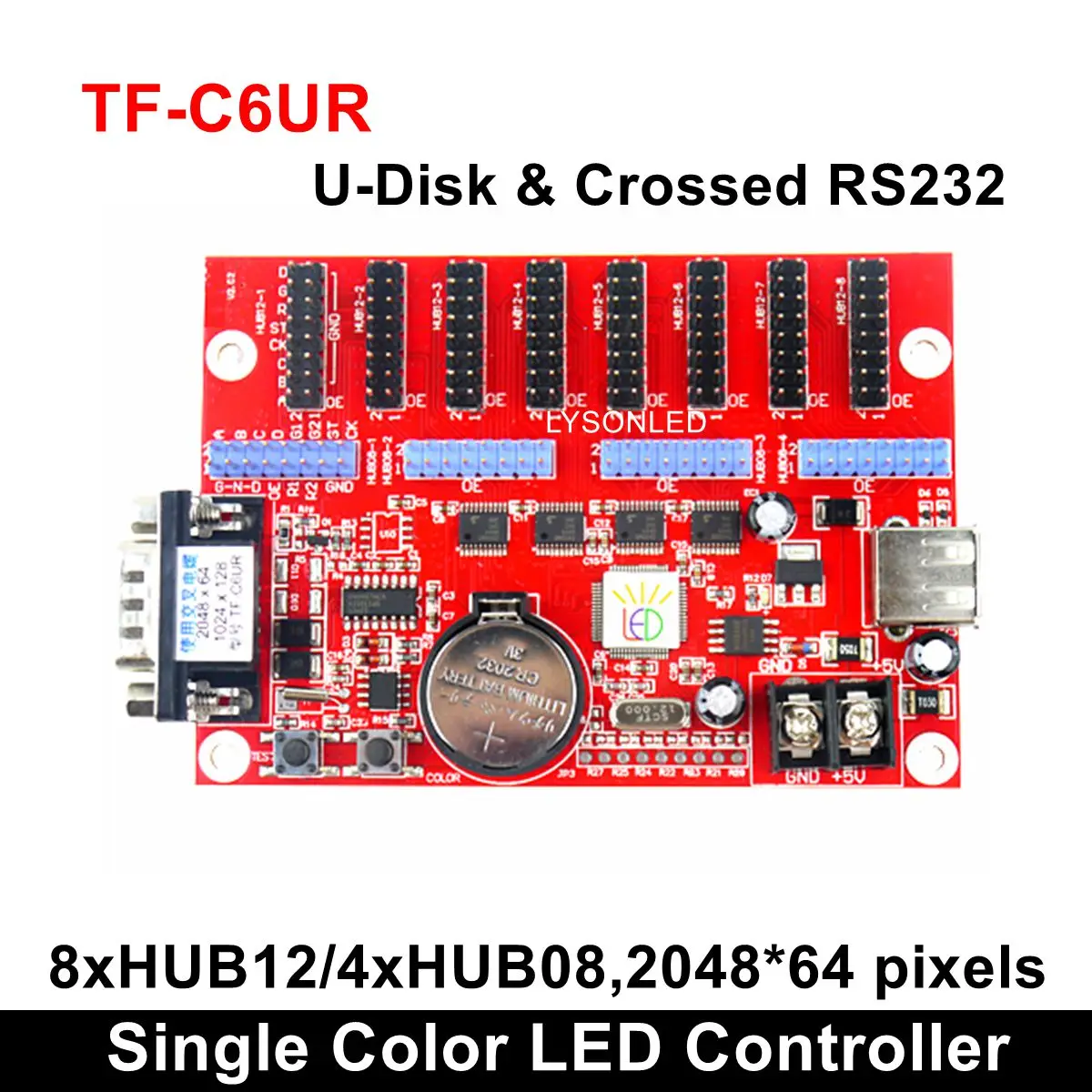 

TF-C6UR Single Color Led Display Controller,P4.75 P 7.62 P10 Monochrome & Dual Card For Digital Message Board