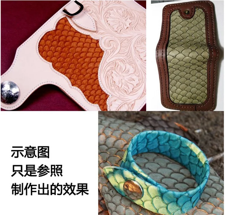 Description Picture 2 of item25*10cm Colorful Genuine Salmon fish skin leather piece multi color DIY bag belt shoes accessories