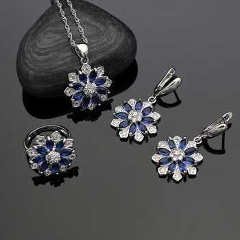 Charming Flower Blue Cubic Zirconia 925 Sterling Silver Bride Jewelry Sets Wedding Earrings/Pendant/Necklace For Women Gift Box
Charming Flower Blue Cubic Zirconia 925 Sterling Silver Bride Jewelry Sets Wedding Earrings/Pendant/Necklace For Women Gift Box