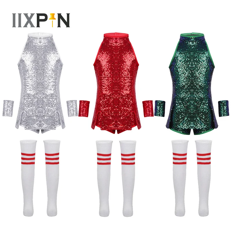 IIXPIN Kids Hip Hop Dance Costume Girls Jazz Street Dance Clothing Cheerleading Shiny Sequins Tops Shorts Wrist-Sleeves Socks
IIXPIN Kids Hip Hop Dance Costume Girls Jazz Street Dance Clothing Cheerleading Shiny Sequins Tops Shorts Wrist-Sleeves Socks