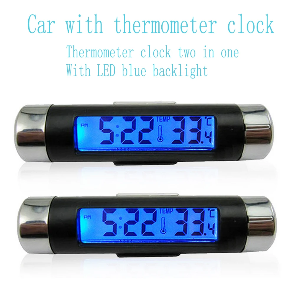 Portable 2 in 1 Car Clock & Digital LCD Temperature Display Electronic Thermometer Automotive Blue Backlight With Clip
Portable 2 in 1 Car Clock & Digital LCD Temperature Display Electronic Thermometer Automotive Blue Backlight With Clip
