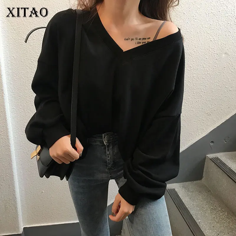 XITAO Sexy Off Shoulder Top Black Sweatshirt Women Clothes 2019 V Neck Batwing Sleeve Match All Loose Autumn Fashion WQR1226
XITAO Sexy Off Shoulder Top Black Sweatshirt Women Clothes 2019 V Neck Batwing Sleeve Match All Loose Autumn Fashion WQR1226