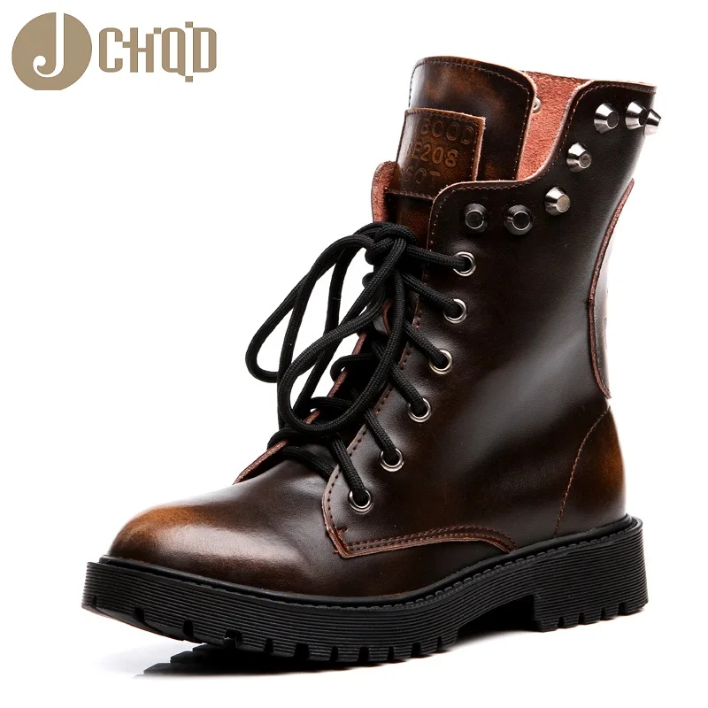 JCHQD 2018 spring and autumn Genuine leather short boots riveted short boots retro student boots Martin women boots
JCHQD 2018 spring and autumn Genuine leather short boots riveted short boots retro student boots Martin women boots