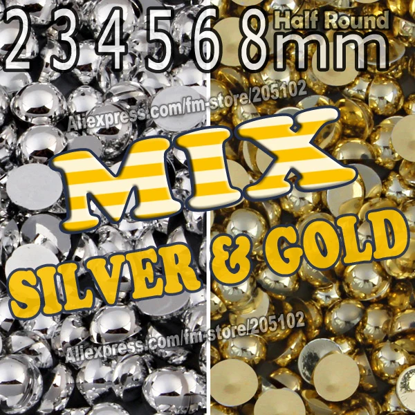 Mix Silver & Gold Half Round Flatback Pearls , 2mm 3mm 4mm 5mm 6mm 8mm loose imitation ABS pearl beads for DIY Nail Art Phone
Mix Silver & Gold Half Round Flatback Pearls , 2mm 3mm 4mm 5mm 6mm 8mm loose imitation ABS pearl beads for DIY Nail Art Phone