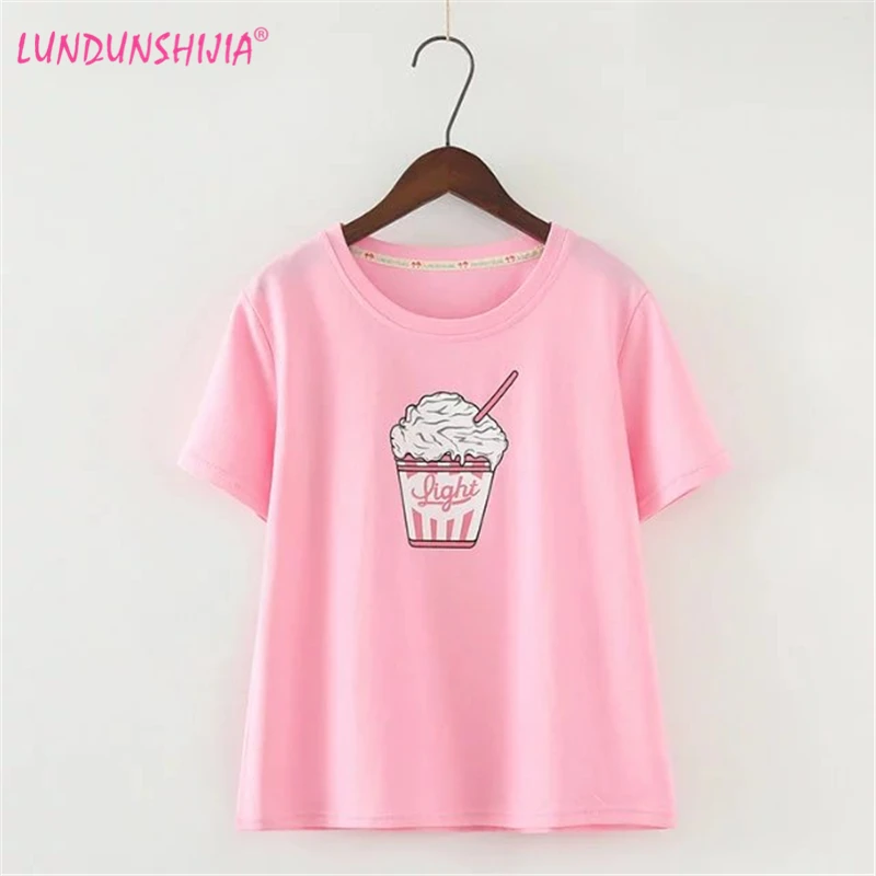LUNDUNSHIJIA 2017 Summer New Harajuku Female T shirt Ice Cream Printed Kawaii Pink Blue Cotton T-shirts For Women Tee Tops
LUNDUNSHIJIA 2017 Summer New Harajuku Female T shirt Ice Cream Printed Kawaii Pink Blue Cotton T-shirts For Women Tee Tops