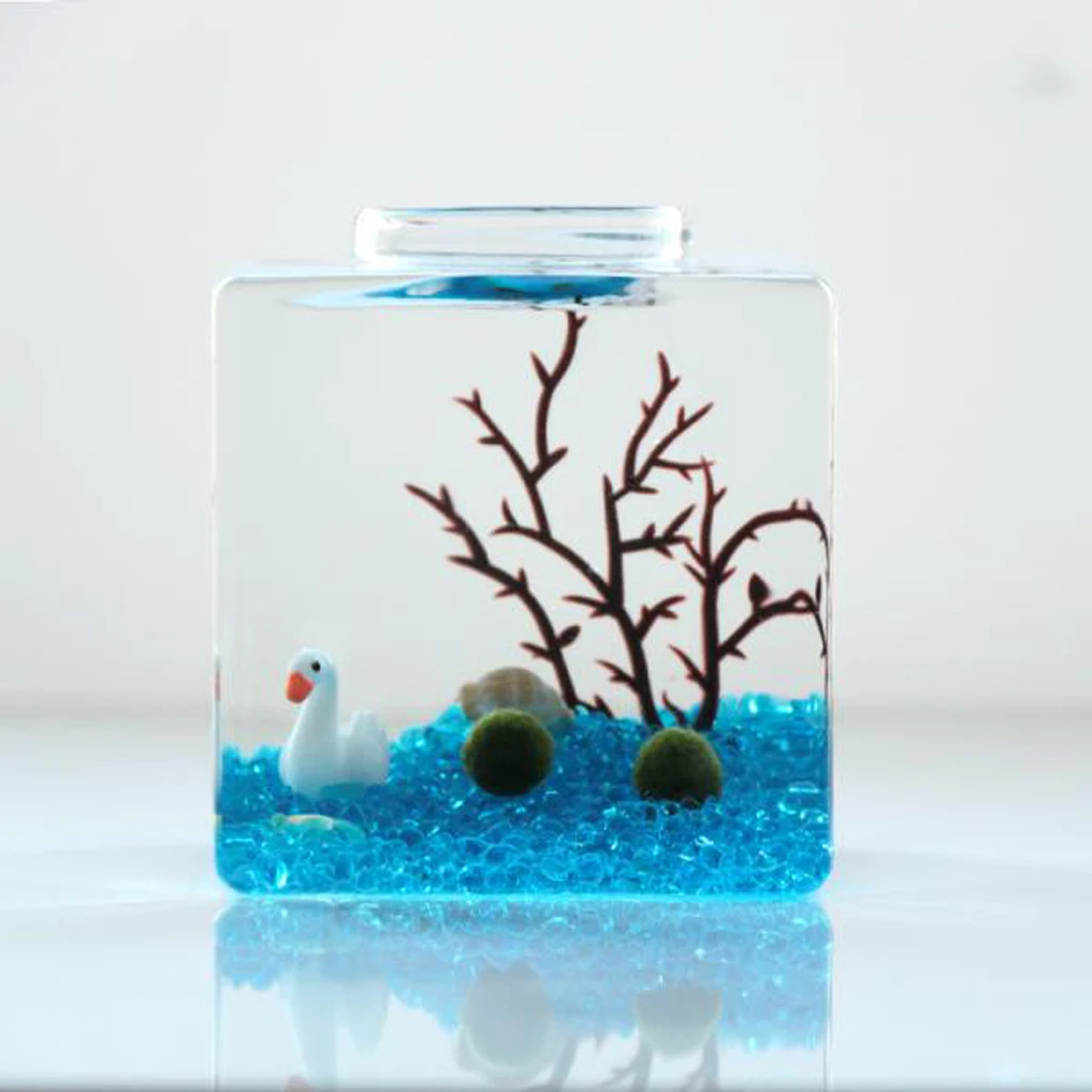 DIY Mini Landscape Glass Bottle Terrarium Container Flower Vase Square Shape