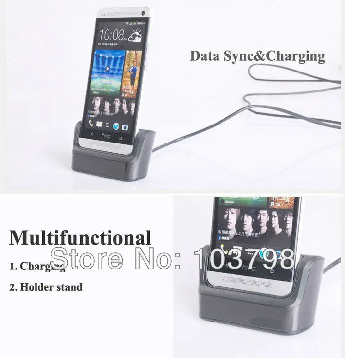 

Multifunctional fashion USB charging docking Desktop Cradle Mount Battery Charger Dock Station for HTC One M7+ Retail Box