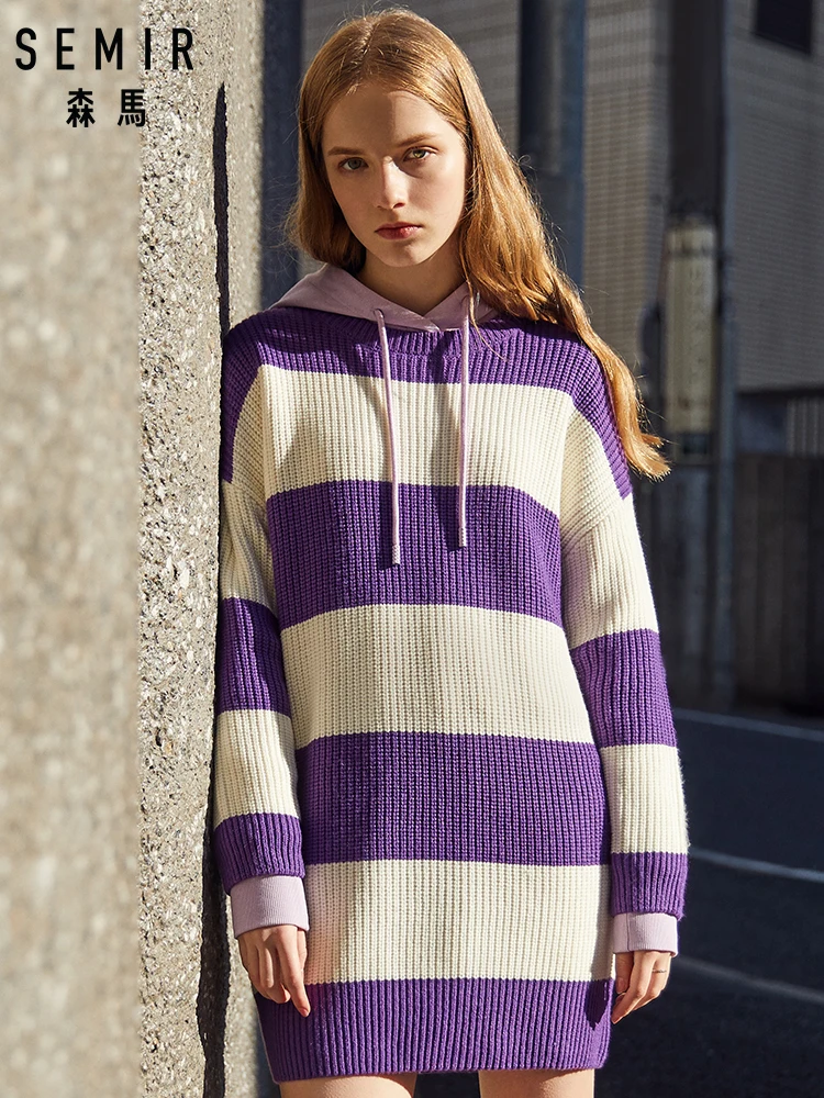 SEMIR Women Long Rib-Knit Sweater Contrast Stripe Dropped Shoulder Long Pullover Sweater with Ribbed Crewneck Cuff and Hem
SEMIR Women Long Rib-Knit Sweater Contrast Stripe Dropped Shoulder Long Pullover Sweater with Ribbed Crewneck Cuff and Hem