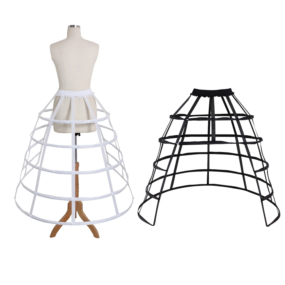 

Cosplaydiy Lady's Rare Medieval Crinoline Cage Paniner Skirt Hoop Women Ball Gown 5 Hoop Bustle Petticoat Underskirt L320