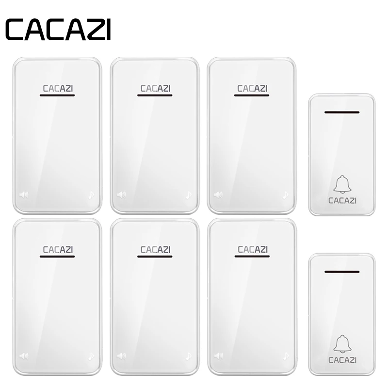 

CACAZI Waterproof Home Wireless Doorbell Smart No Battery Self-powered New LED Light 200M Remote Calling Bell 6 Volume 48 Chime