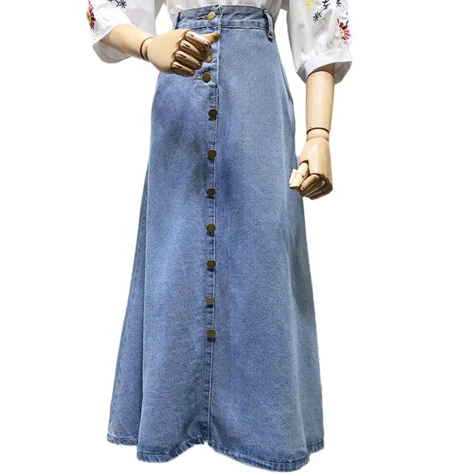 spring autumn preppy style Long Skirt Women single breasted Denim Skirt Plus Size 2XL A-Line High Waist
spring autumn preppy style Long Skirt Women single breasted Denim Skirt Plus Size 2XL A-Line High Waist