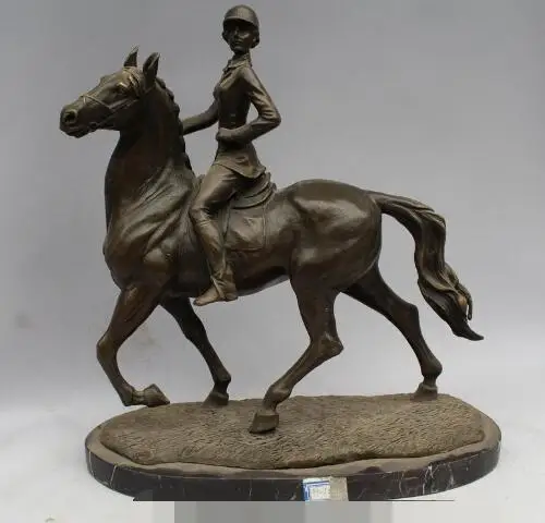 S2780 12"Western Art sculpture Pure Bronze Marble Bell Girl Seat horse racing Statue
S2780 12"Western Art sculpture Pure Bronze Marble Bell Girl Seat horse racing Statue