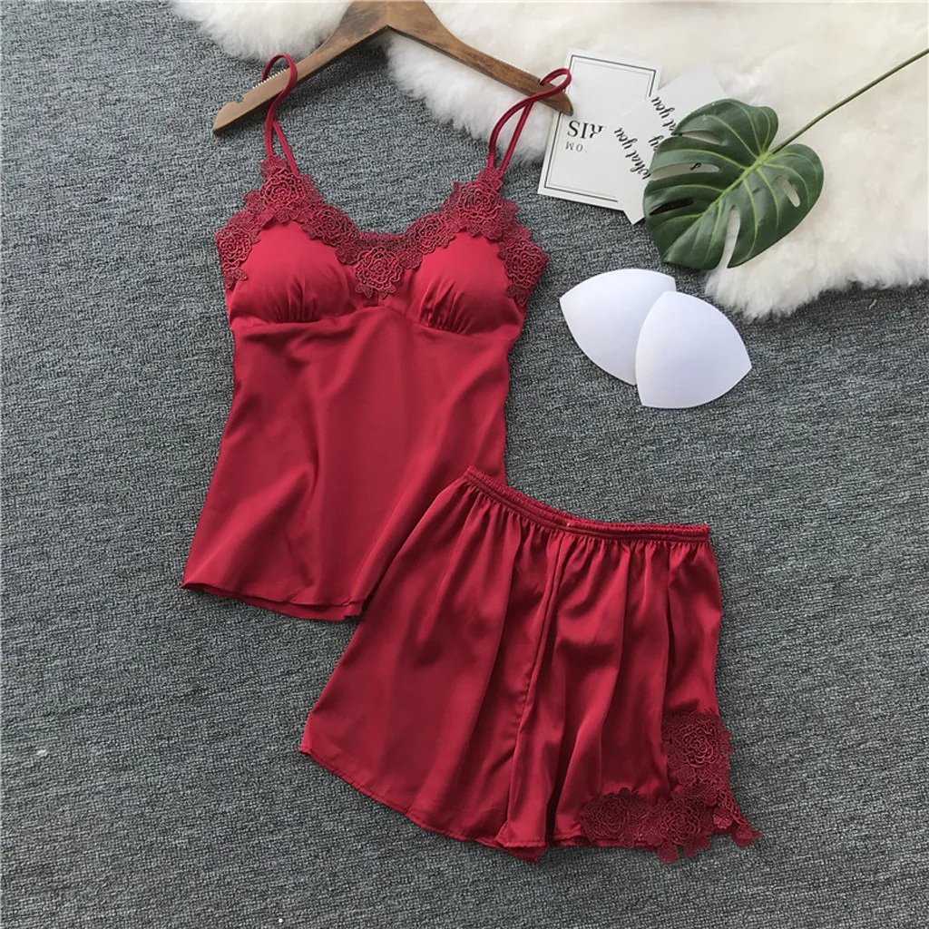 Hot Womens Sexy Satin Sling Sleepwear V-neck Lingerie Lace Home Nightdress Underwear Set Drop Shopping Pijamas de mujer Wd4
Hot Womens Sexy Satin Sling Sleepwear V-neck Lingerie Lace Home Nightdress Underwear Set Drop Shopping Pijamas de mujer Wd4
