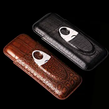 COHIBA Alligator Pattern Leather Black & Brown Hoder 3 Tube Cigar Case with Free Cigar cutter
COHIBA Alligator Pattern Leather Black & Brown Hoder 3 Tube Cigar Case with Free Cigar cutter