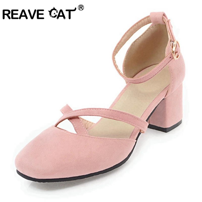 REAVE CAT Women High Heel Pumps Two Piece Women's Shoes Buckle Flock Thick Heels Pumps Stilettos Sapato Mujer A498
REAVE CAT Women High Heel Pumps Two Piece Women's Shoes Buckle Flock Thick Heels Pumps Stilettos Sapato Mujer A498